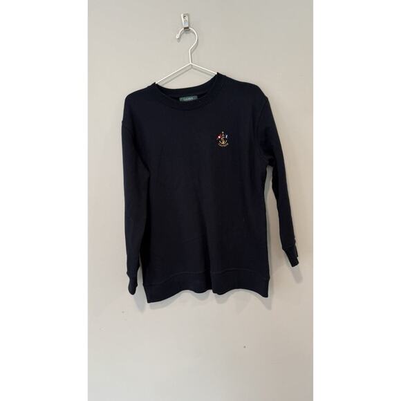 LAUREN RALPH LAUREN CLASSIC NAVY BLUE CREWNECK COTTON SWEATSHIRT SAILING S/P - Picture 2 of 7